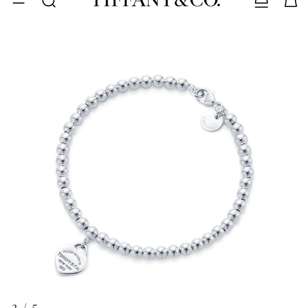 Tiffany & Co. Silver Heart Pink Charm Bracelet